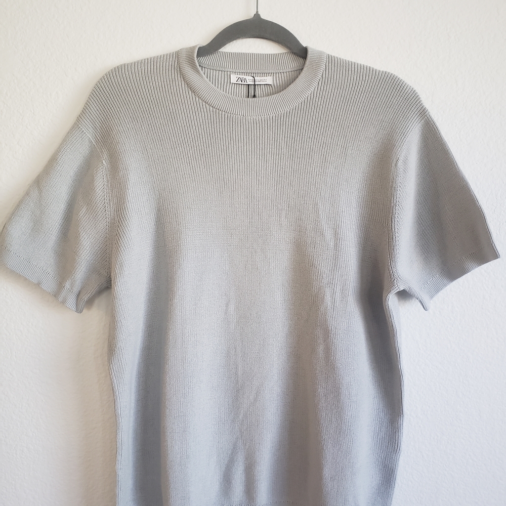 Zara Light Gray Ribbed Tee